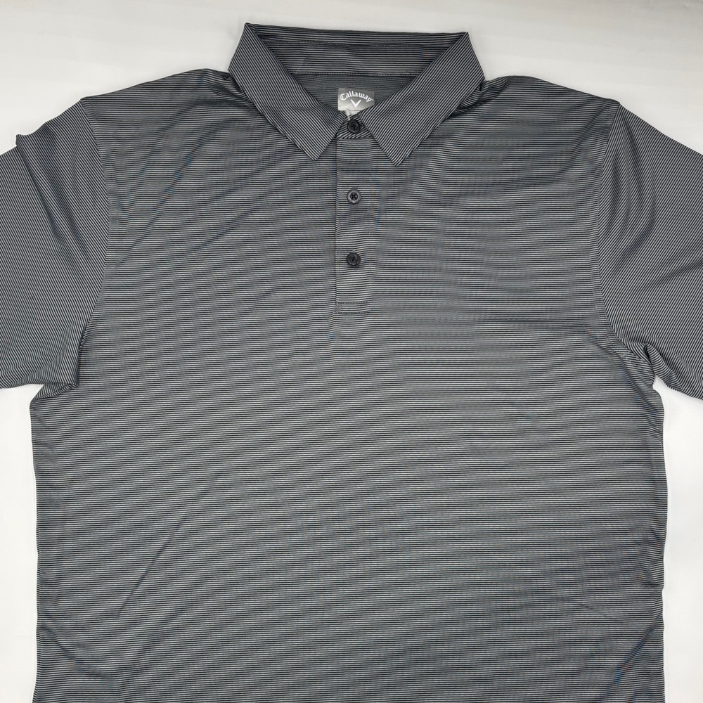 Callaway Golf Fine Line Stripe Polo in Caviar